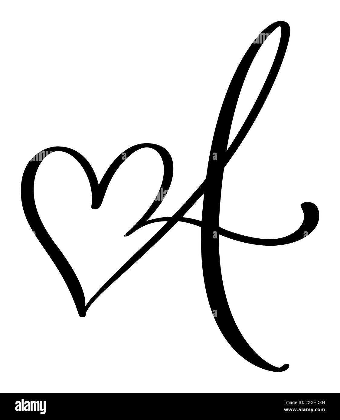 Vector Vintage Heart lettre monogramme logo A. Love calligraphie élément Valentine Flourish. Signe dessiné à la main pour illustration de conception de décoration de page Illustration de Vecteur
