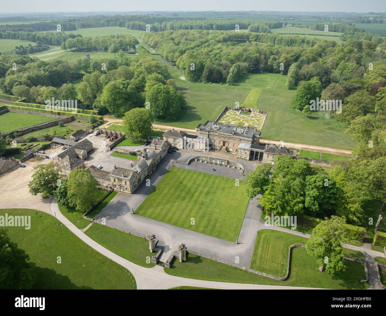 Tir par drone du domaine de Bramham Park, Wetherby, Yorkshire. Banque D'Images