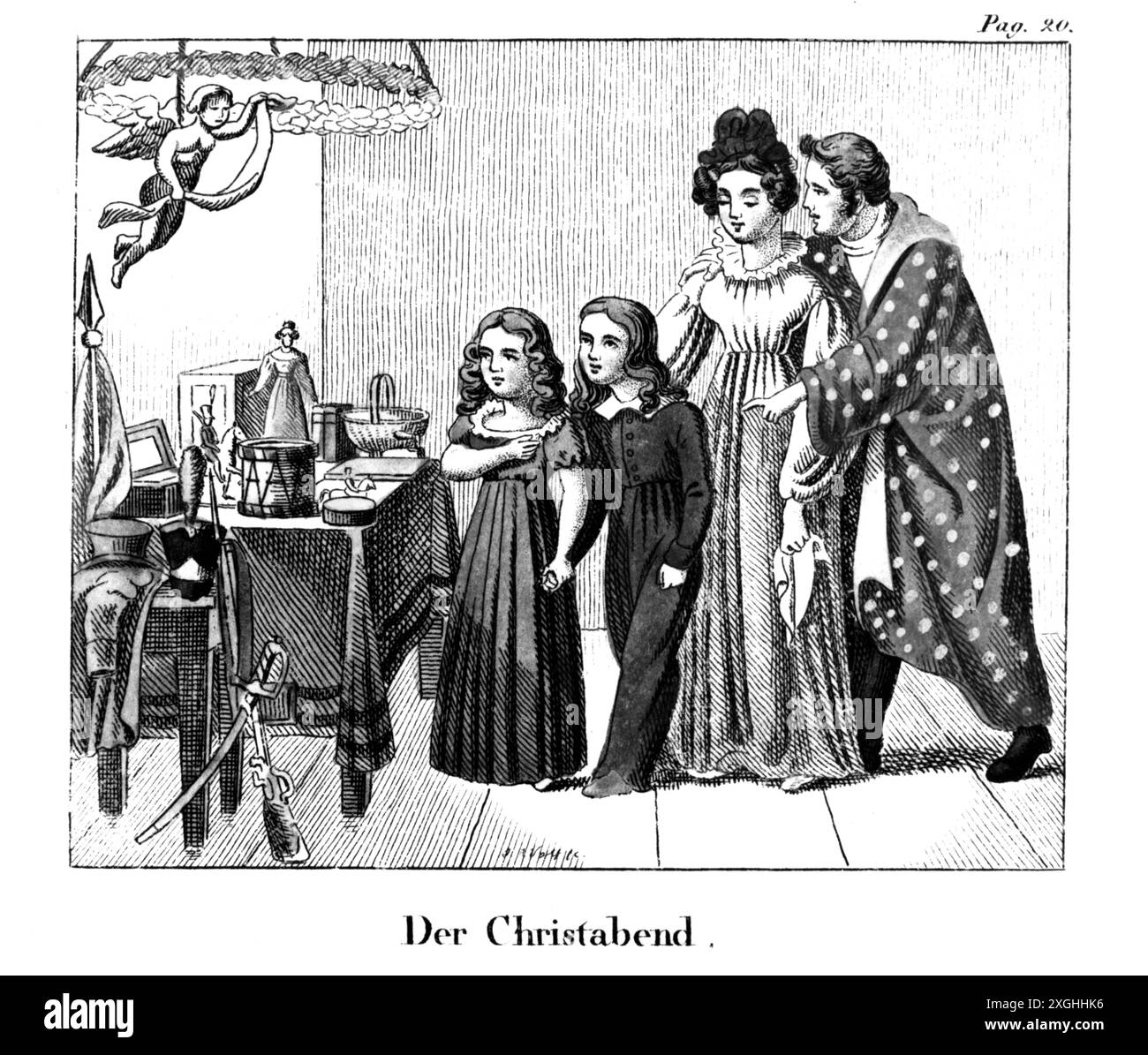 Noël, cadeaux de Noël, réveillon de Noël, gravure sur cuivre, circa 1840, INFORMATIONS-AUTORISATION-DROITS-SUPPLÉMENTAIRES-NON-DISPONIBLES Banque D'Images