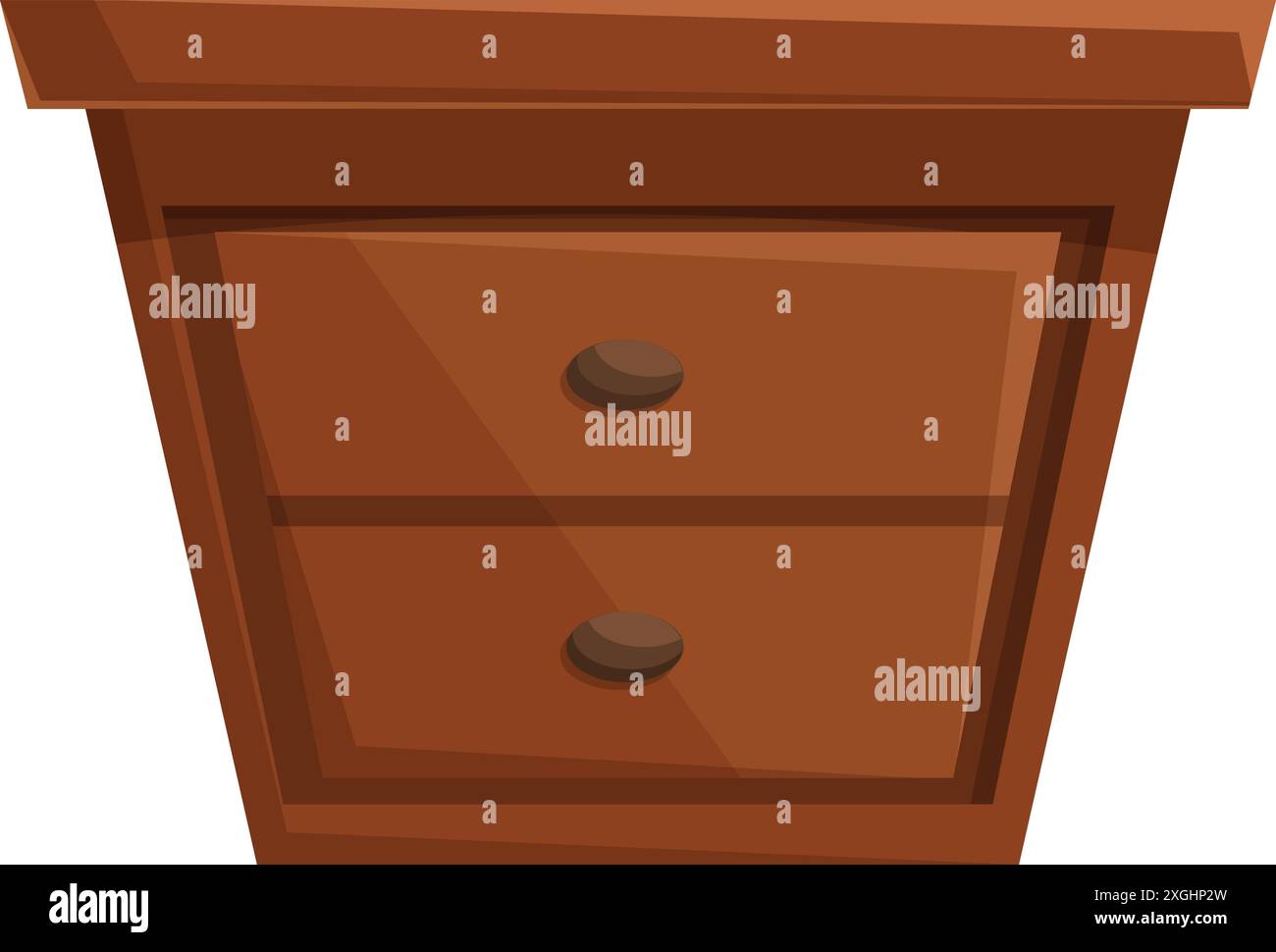 Table de chevet en bois simple et pratique avec deux tiroirs spacieux, parfaite pour ranger vos affaires de chevet Illustration de Vecteur