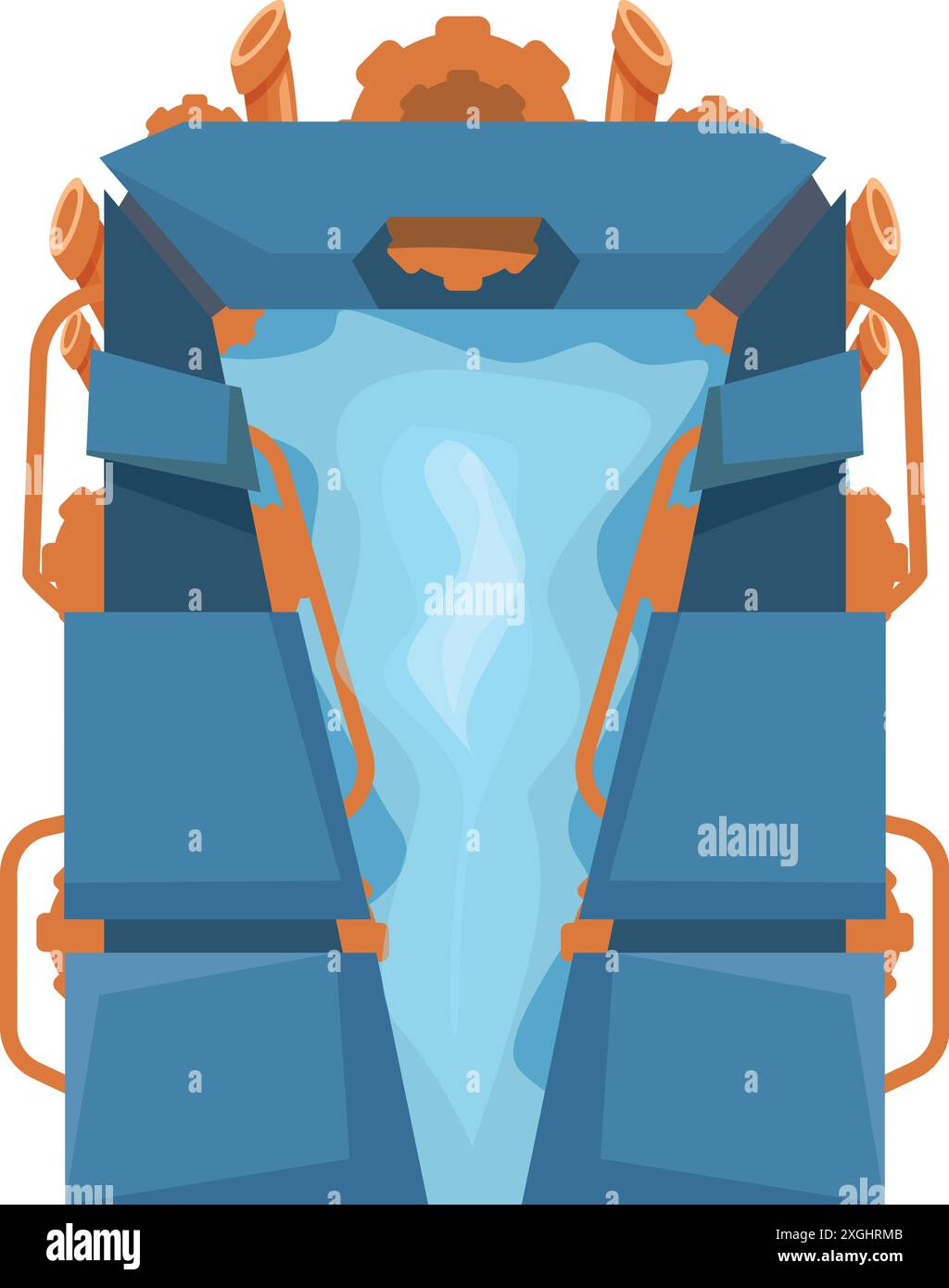 Porte futuriste avec un faisceau d'énergie bleu activant, illustration conceptuelle Illustration de Vecteur