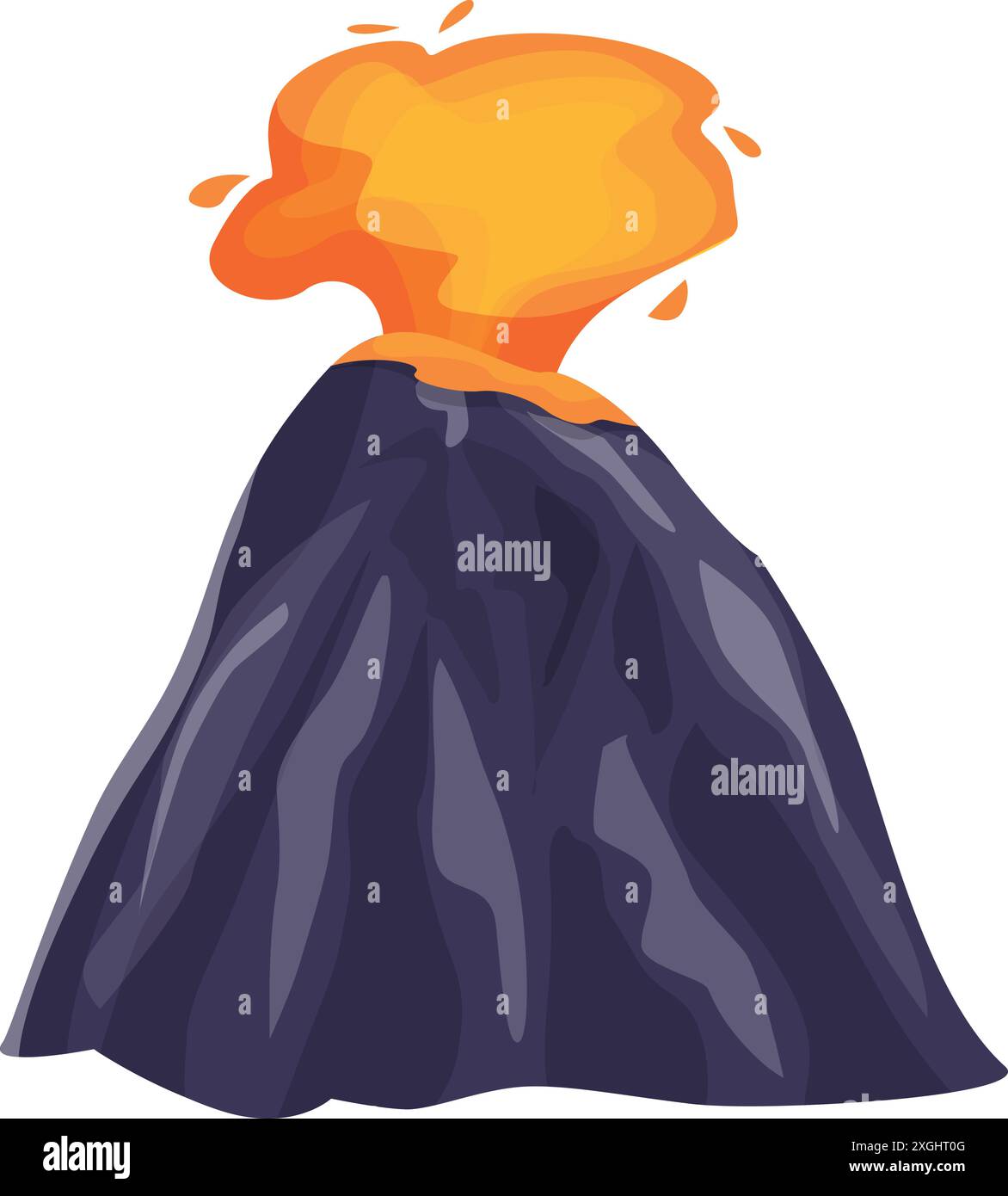 Volcan en éruption, avec de la lave fondue qui jaillit du cratère Illustration de Vecteur