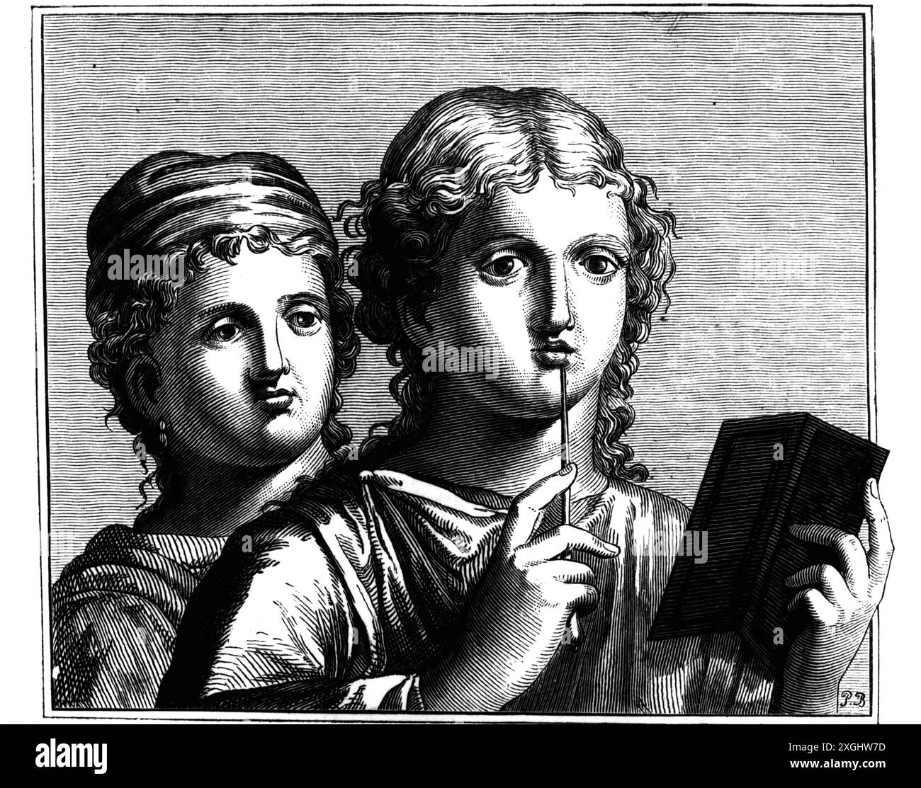 Monde antique, Empire romain, peuple, deux filles romaines, vers 50 AD, HERCULANEUM, LE COPYRIGHT DE L'ARTISTE NE DOIT PAS ÊTRE EFFACÉ Banque D'Images