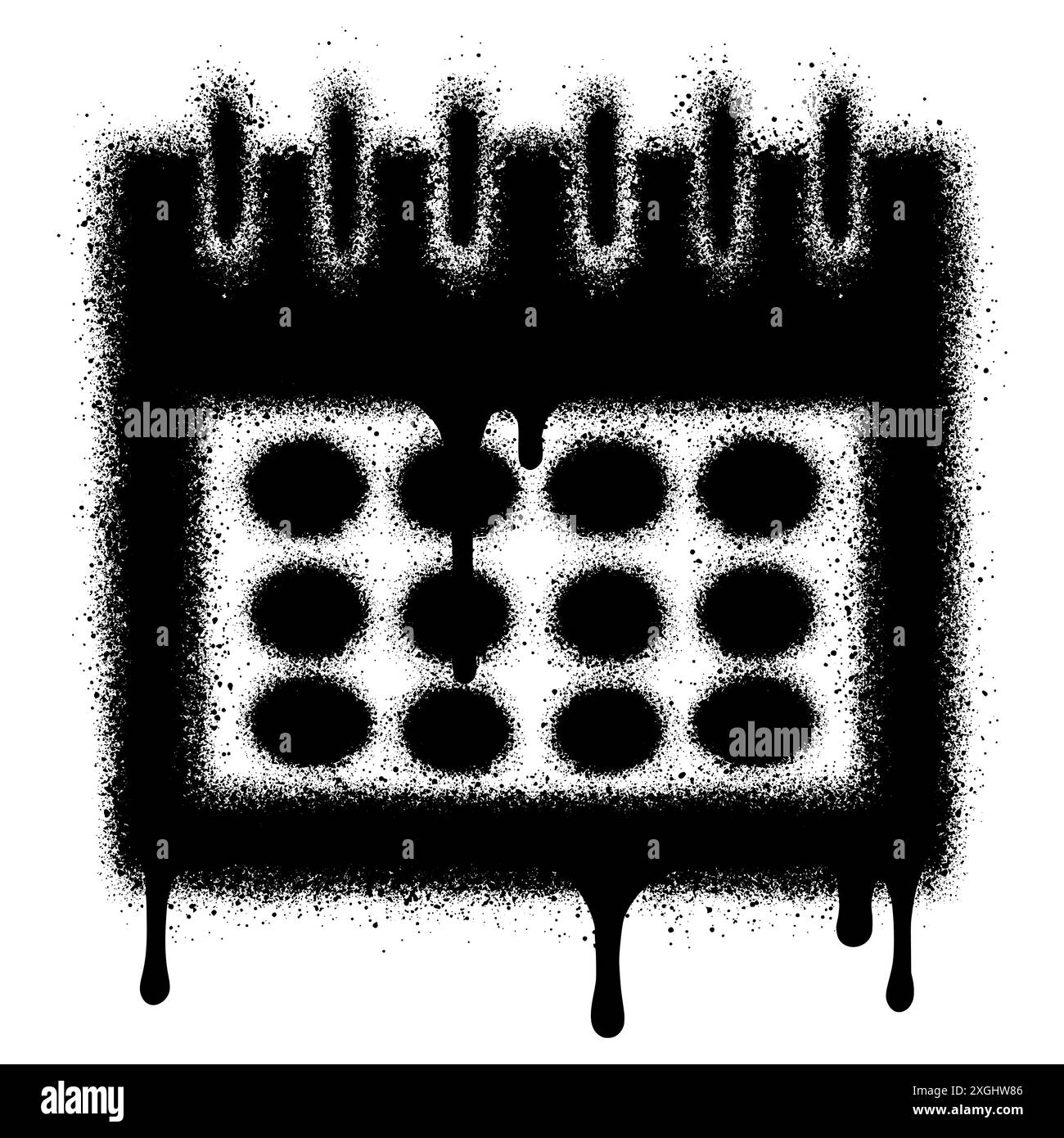 Icône de calendrier Graffiti peint au pistolet pulvérisé isolé avec un fond blanc. Illustration de Vecteur