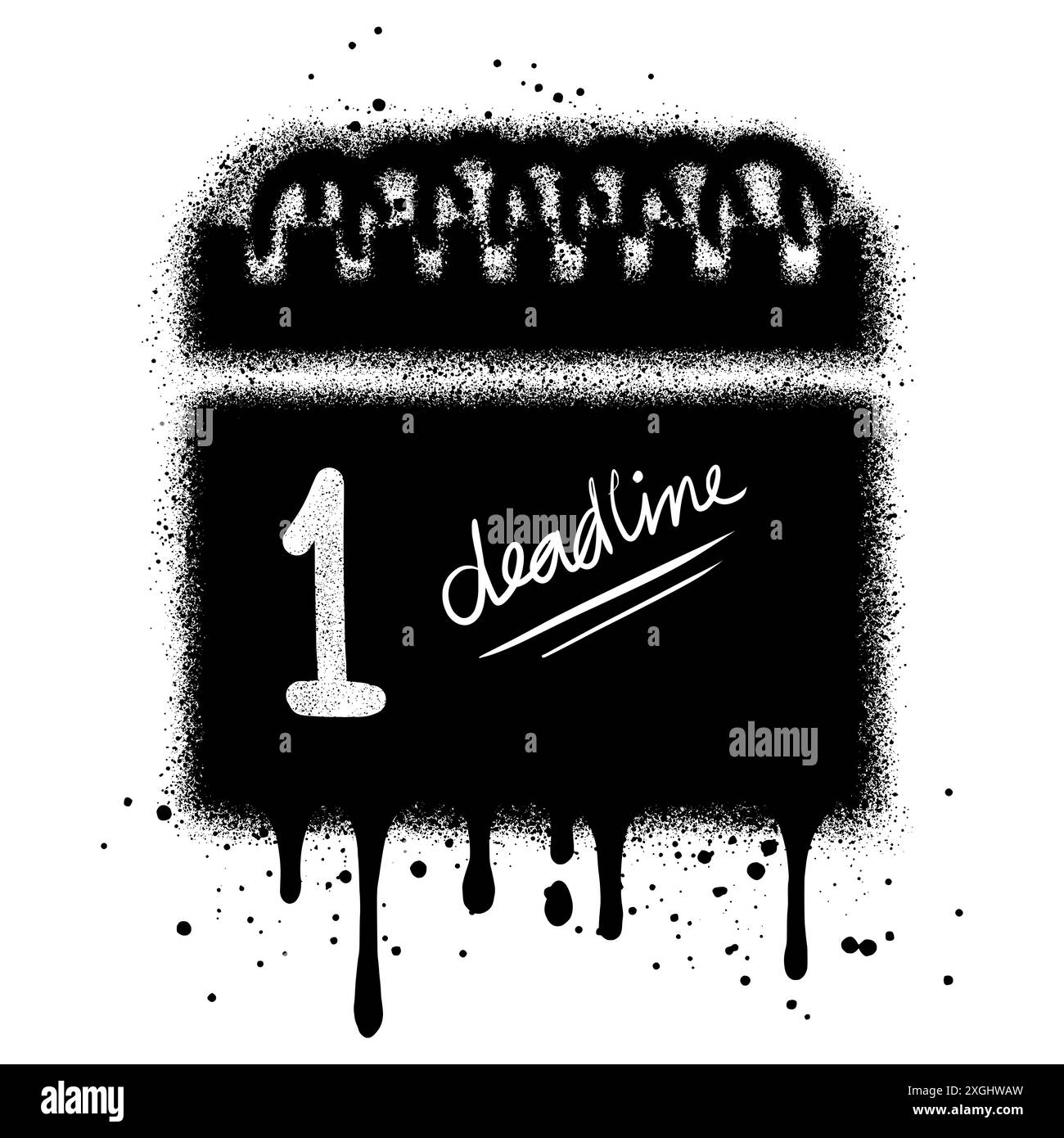 Icône de calendrier Graffiti peint au pistolet pulvérisé isolé avec un fond blanc. Illustration de Vecteur