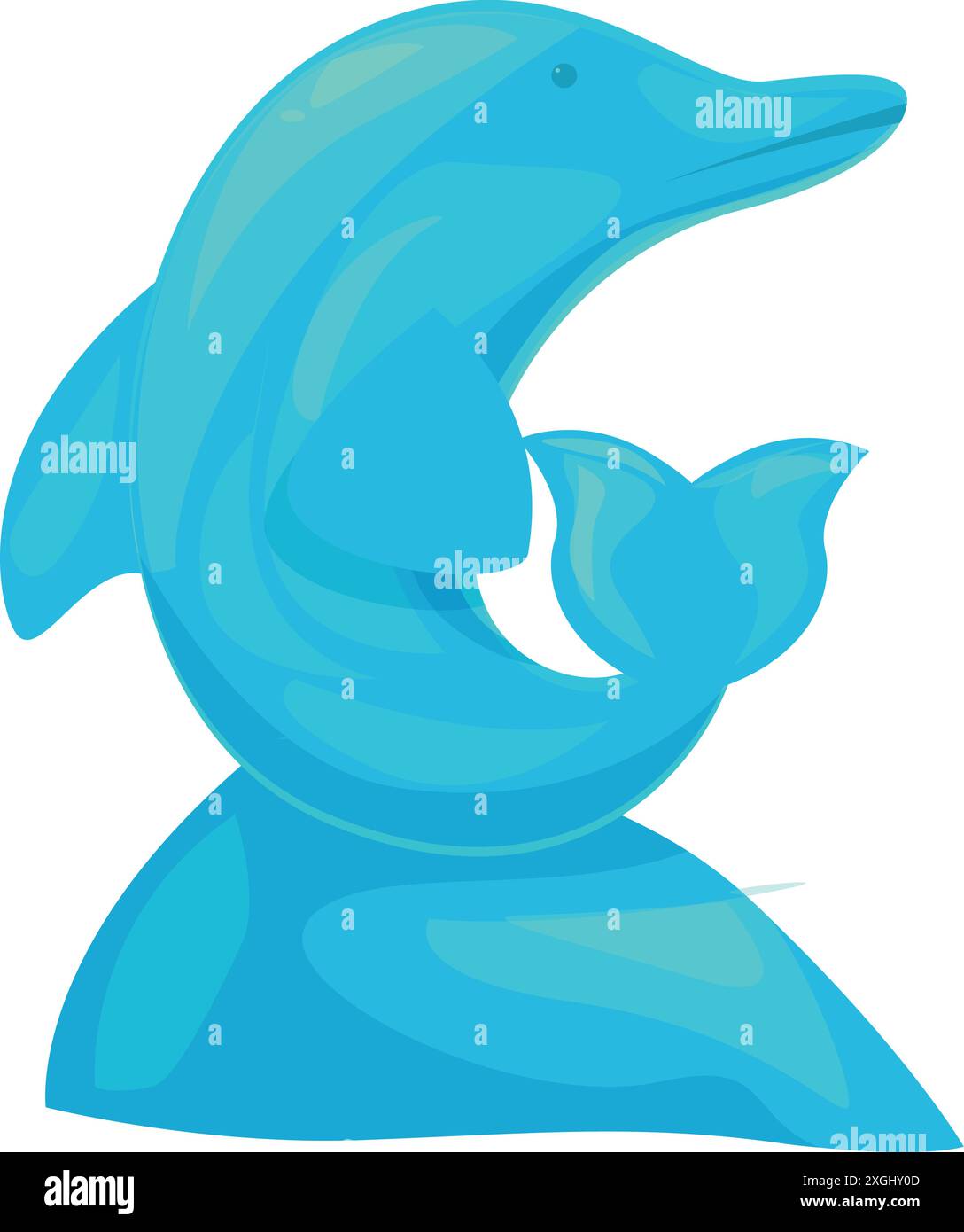 Dauphin bleu sautant hors de l'eau éclaboussant sur fond blanc Illustration de Vecteur