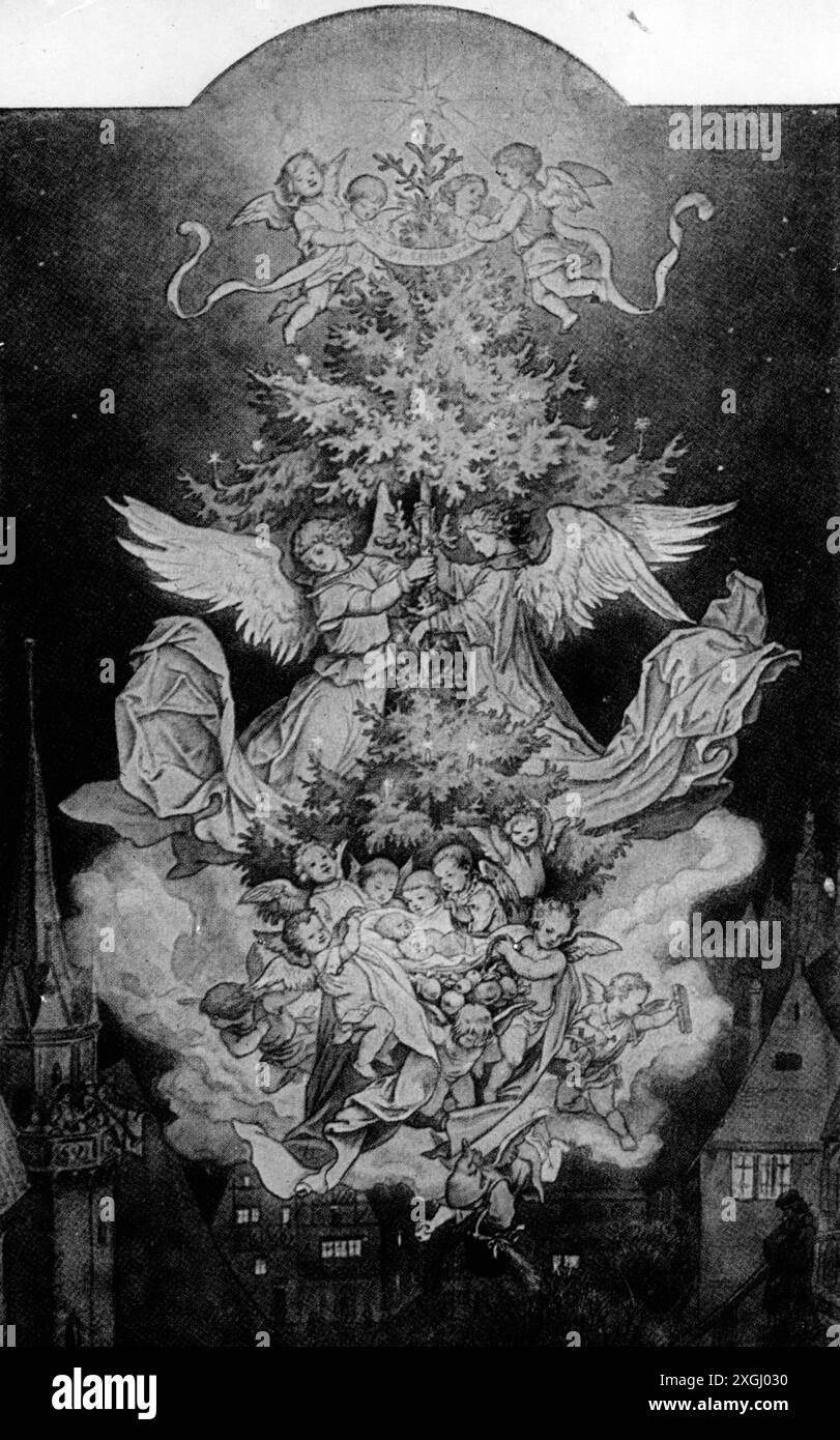 Noël, 'Die Christnacht' (veille de Noël), gravure sur cuivre, par Ludwig Richter, 1855, ADDITIONAL-RIGHTS-CLEARANCE-INFO-NOT-AVAILABLE Banque D'Images