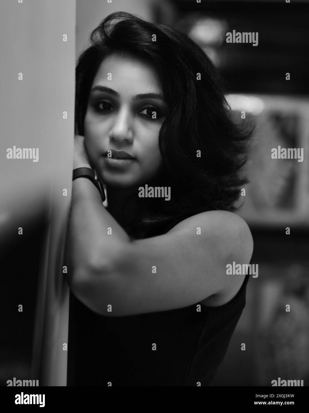 photos de portrait noir et blanc d'une femme Banque D'Images