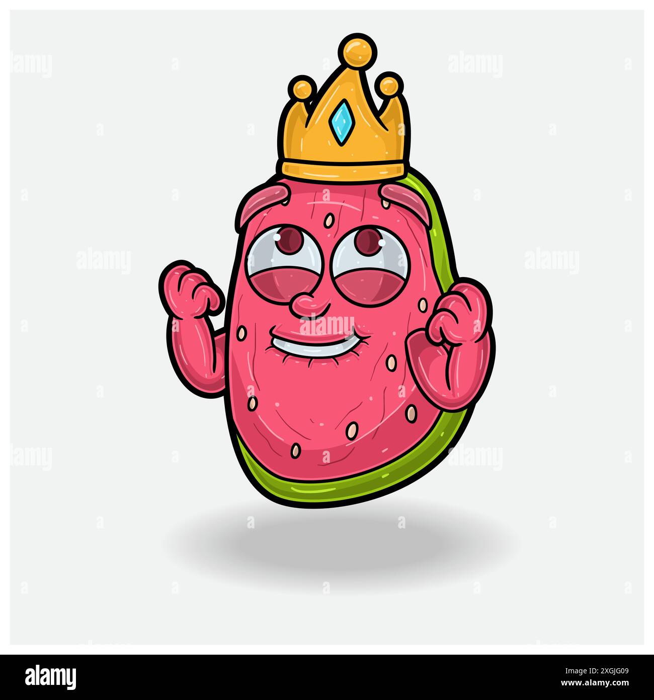 Fruit de goyave avec expression heureuse. Personnage de dessin animé mascotte pour saveur, souche, étiquette et produit d'emballage. Illustration vectorielle Illustration de Vecteur