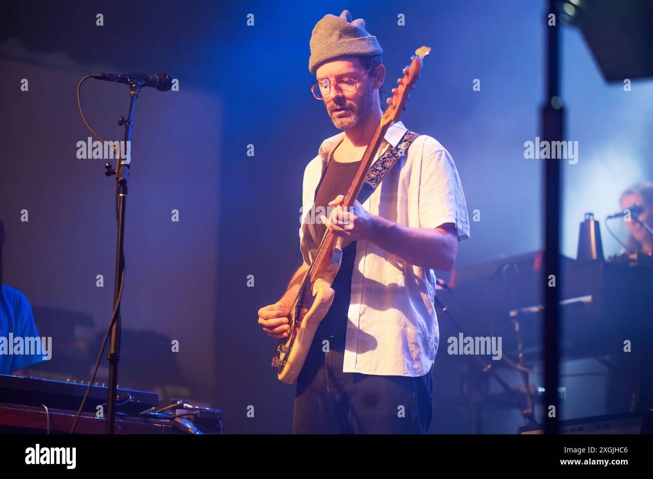 Manchester, Royaume-Uni. 08 juillet 2024. Adam Granduciel, David Hartley, Robbie Bennett, Charlie Hall, Jon Natchez, Anthony Lamarca et Eliza Hardy Jones de th Banque D'Images