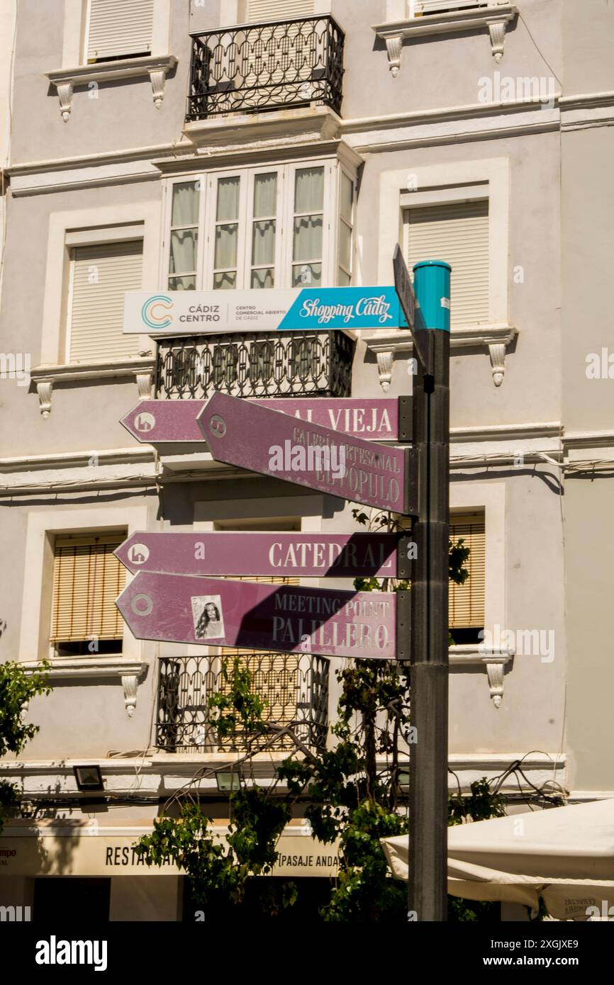 Panneau de rue, vieille ville, cadix, espagne Banque D'Images