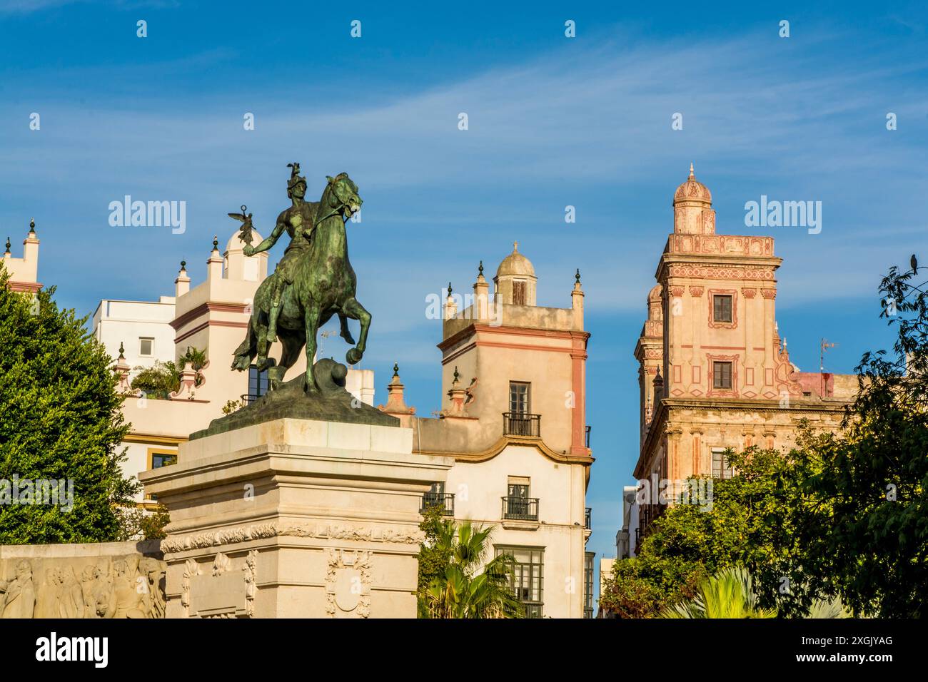 Monument à la Constitution de 1812, sur la Plaza de Espana (place d'Espagne), vieille ville, cadix, espagne. Banque D'Images