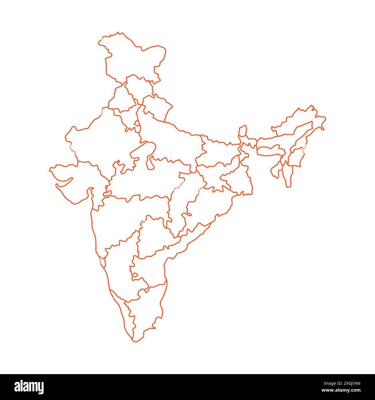 Géographie icône de vecteur carte indienne. Carte de l'Inde. Carte détaillée de l'Inde Illustration de Vecteur