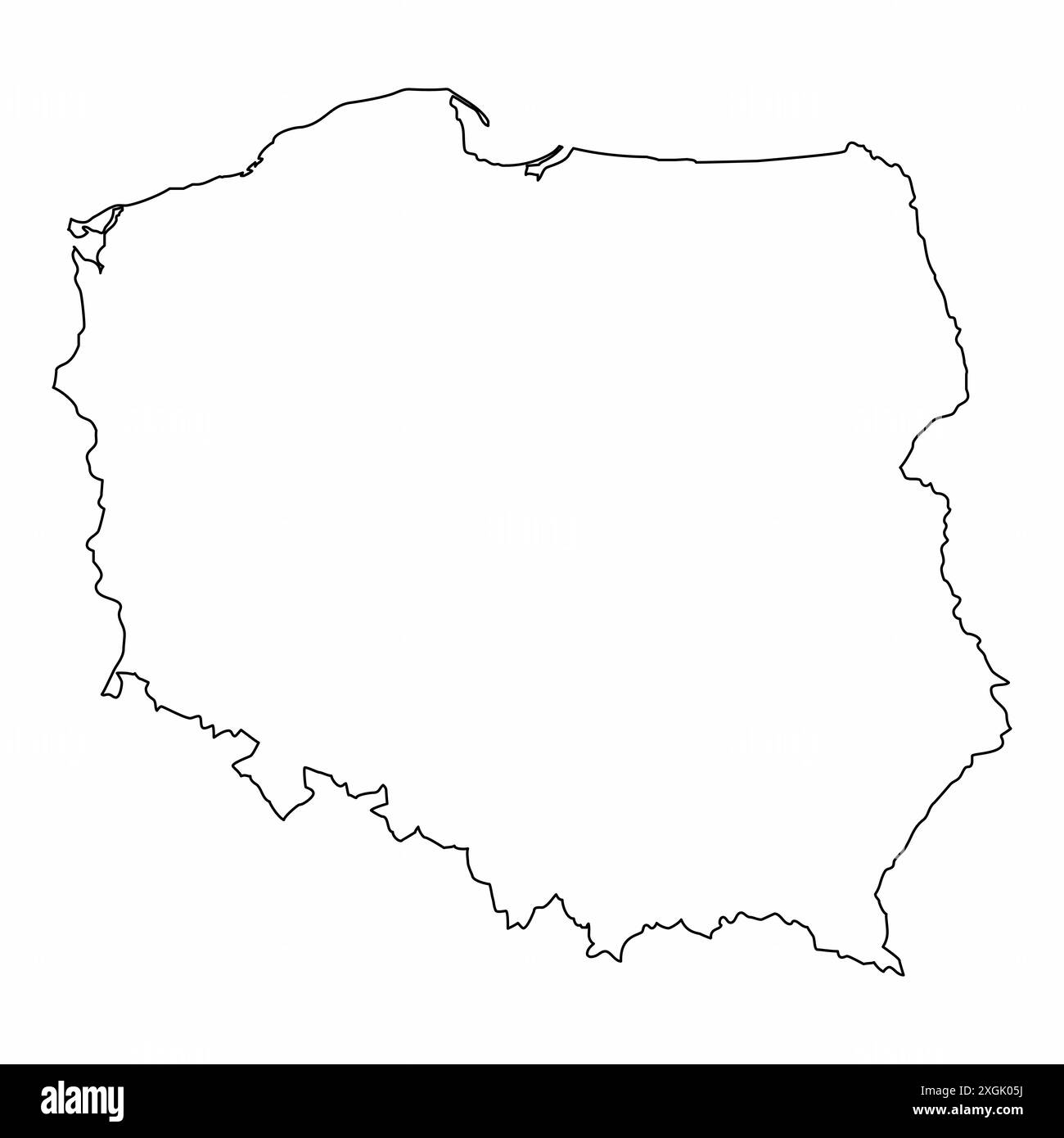Carte de contour de la Pologne isolé sur fond blanc Illustration de Vecteur