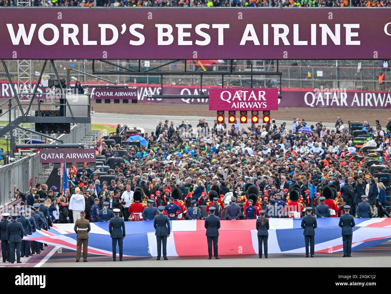 Towcester, Royaume-Uni. 07 juillet 2024. Vue sur la ligne de départ et la grille sur les préparatifs du départ du Grand Prix de Grande-Bretagne de formule 1 Qatar Airways à Silverstone, Towcester, Northamptonshire, Royaume-Uni. Crédit : LFP/Alamy Live News Banque D'Images