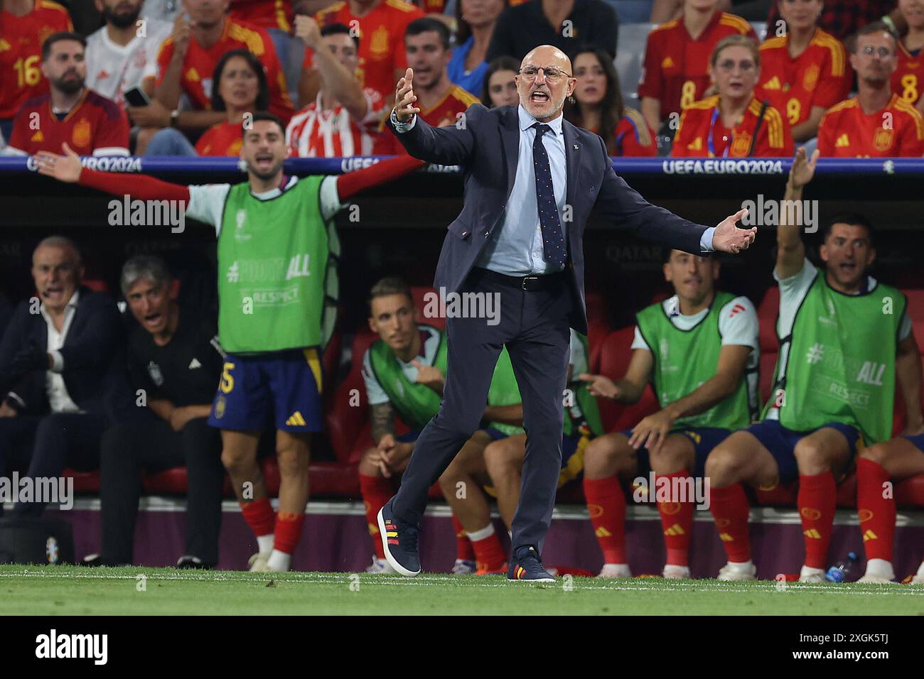 Fussball UEFA EURO 2024 Halbfinale Spanien - Frankreich AM 09.07.2024 in der Muenchen Fussball Arena in Muenchen Luis de la Fuente ( formateur/Cheftrainer Spanien ) Foto : Revierfoto crédit : ddp media GmbH/Alamy Live News Banque D'Images