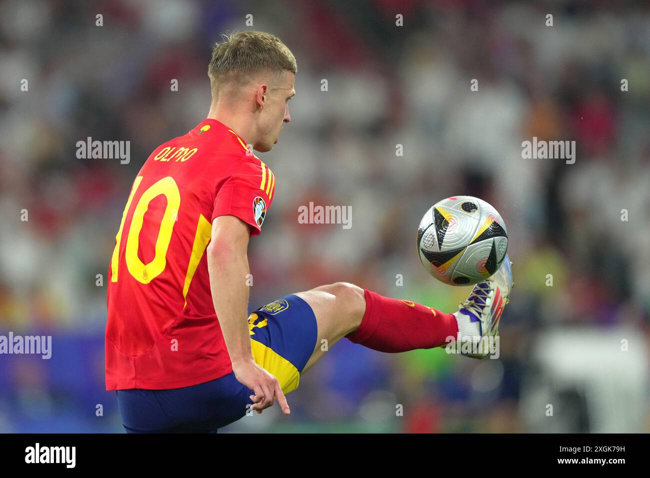 Munich, Allemagne. 09 juillet 2024. L'Espagnol Dani Olmo lors du match de football Euro 2024 entre l'Espagne et la France au Munich Football Arena, Munich, Allemagne - mardi 09 juillet 2024. Sport - Soccer . (Photo de Spada/LaPresse) crédit : LaPresse/Alamy Live News Banque D'Images