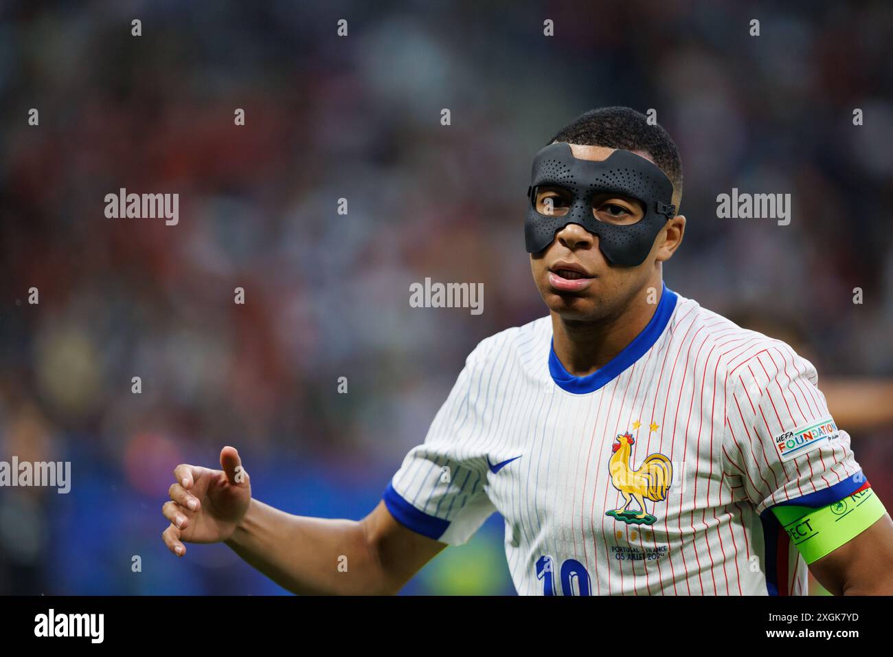 Kylian Mbappe vu pendant le match de l'UEFA Euro 2024 entre les équipes nationales du Portugal et de France au Volksparkstade, Hambourg, Allemagne (Maciej Rogowski) Banque D'Images