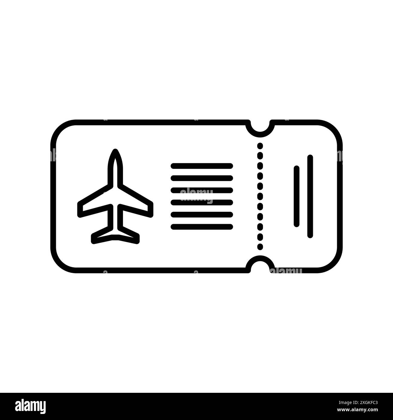 Contour vectoriel de signe de logo d'icône de billet d'avion en noir et blanc Illustration de Vecteur