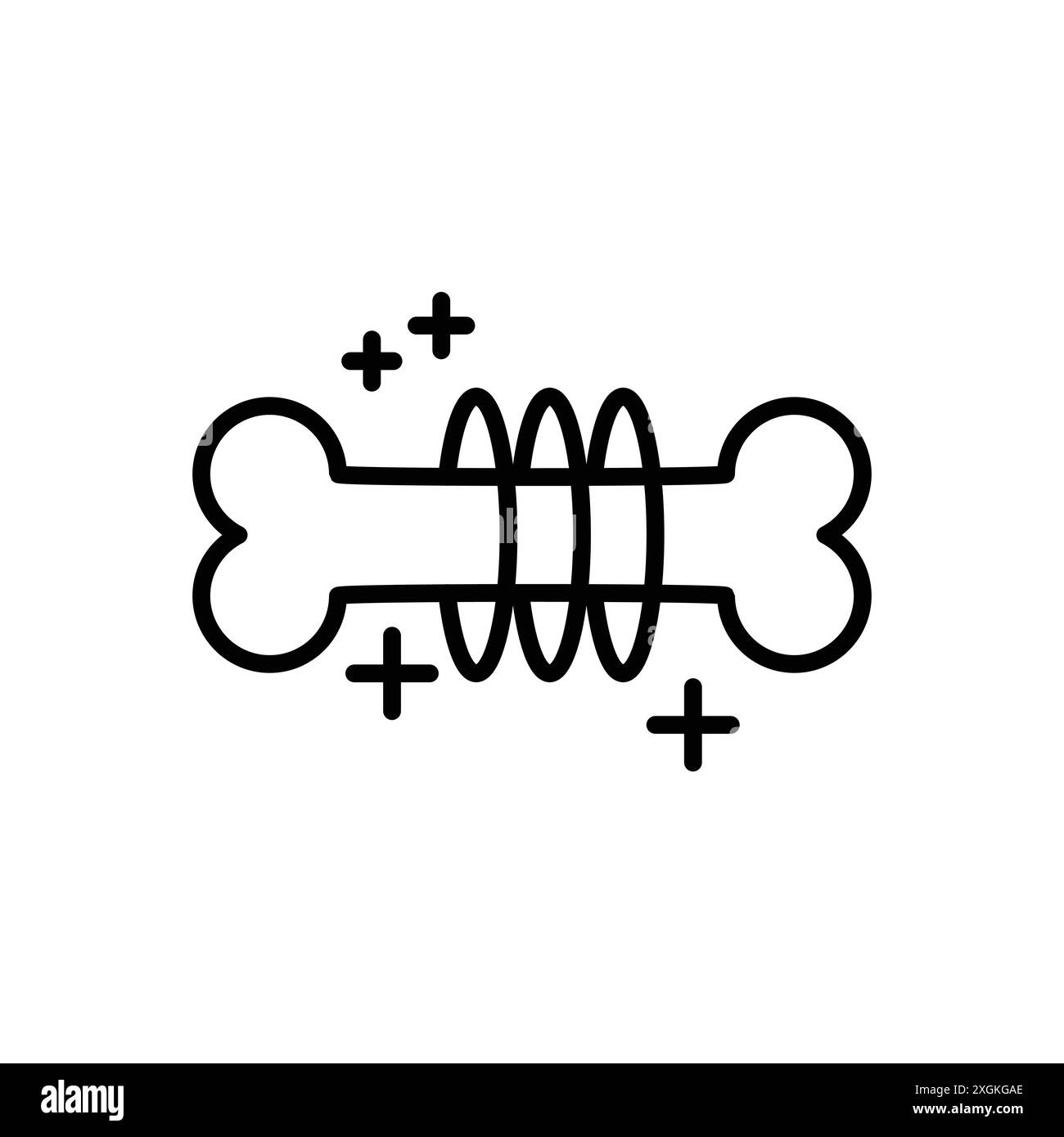 Contour vectoriel de signe de logo d'icône d'os sains fort en couleur noire et blanche Illustration de Vecteur