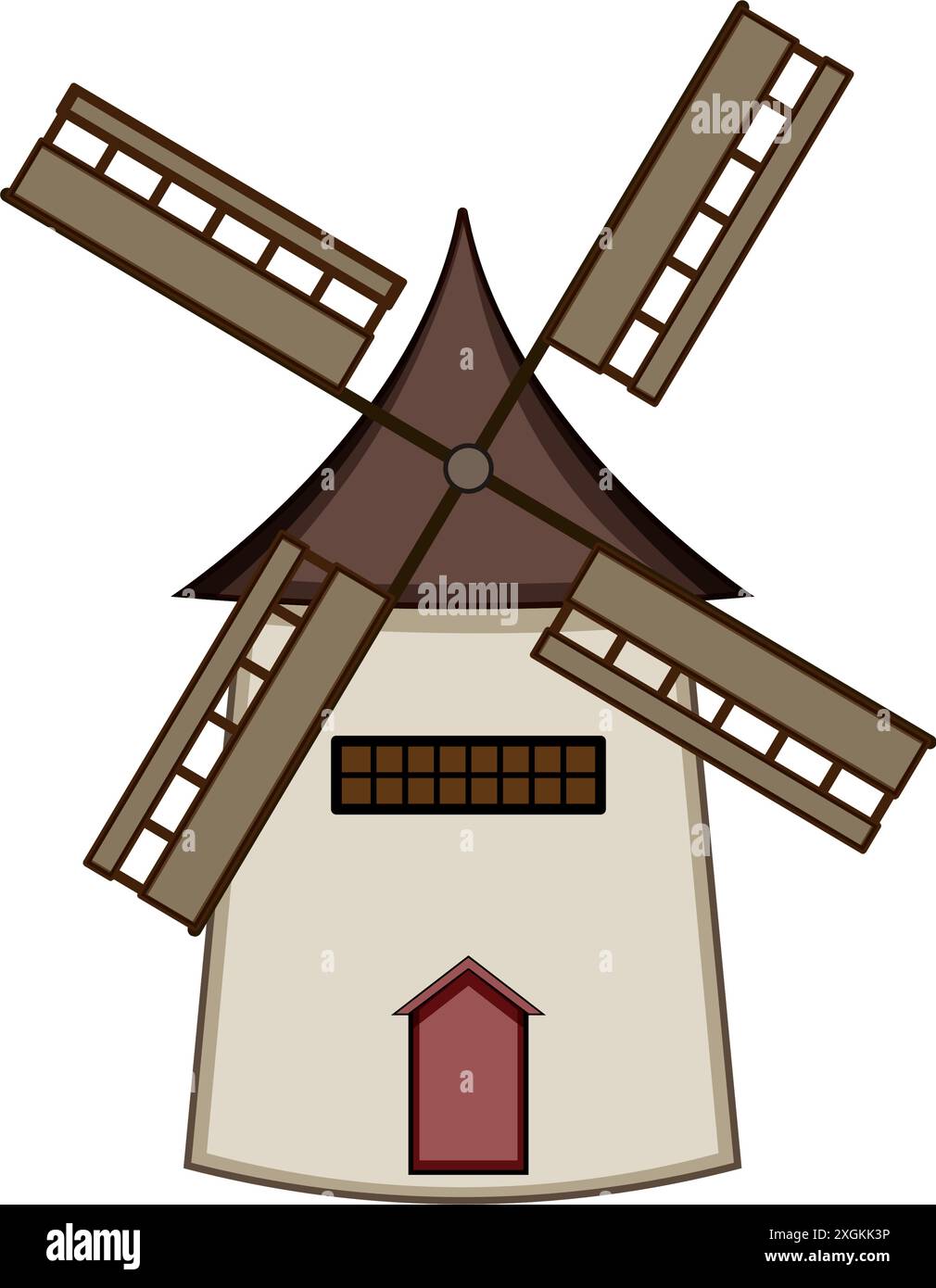 illustration vectorielle de dessin animé de ferme de moulin de paysage Illustration de Vecteur