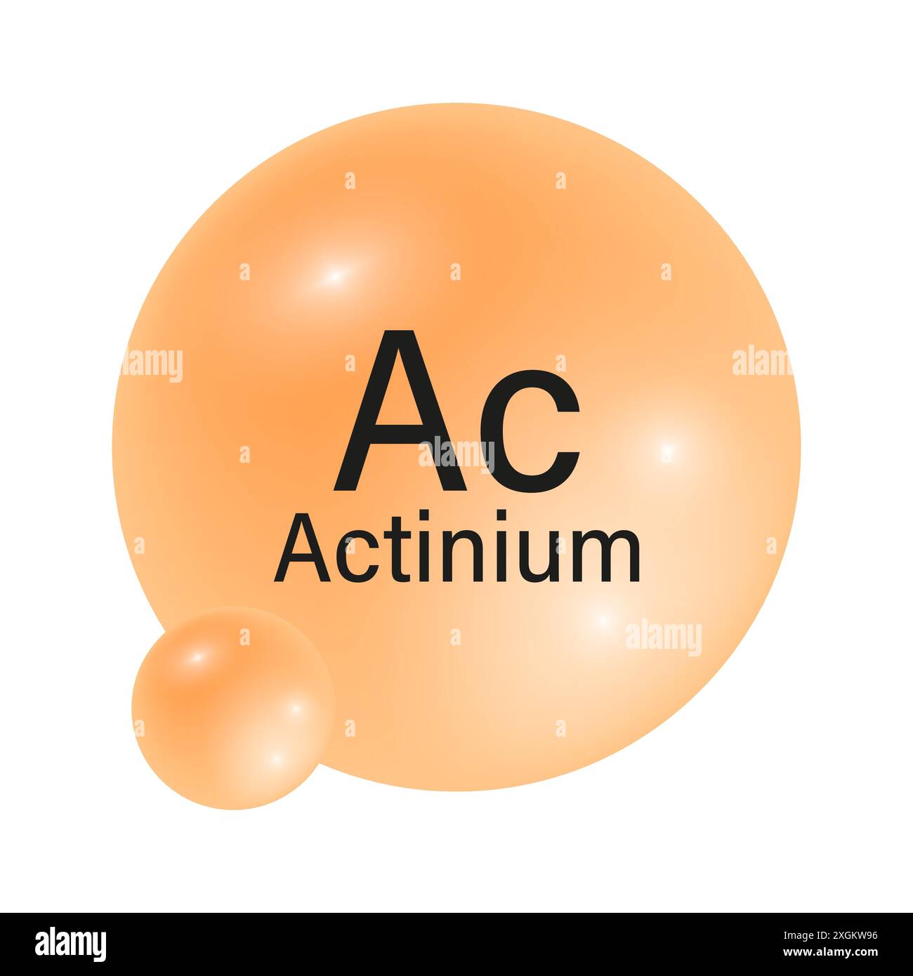 Symbole de l'élément actinium. Sphère de gradient orange. Vecteur d'icône chimique. Détail du tableau périodique. Illustration de Vecteur