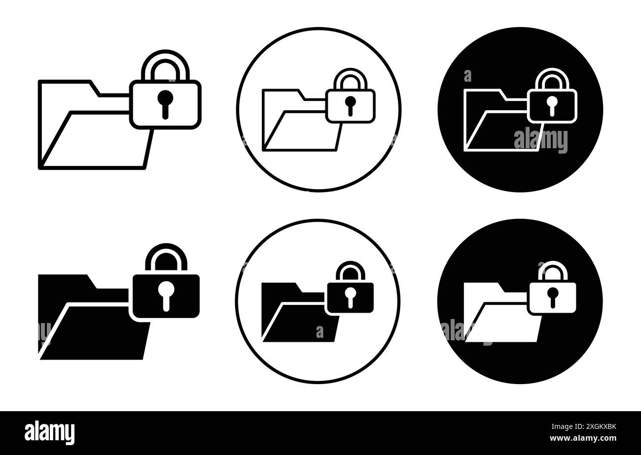 Confidentiel Project icône logo logo contour vectoriel en noir et blanc Illustration de Vecteur