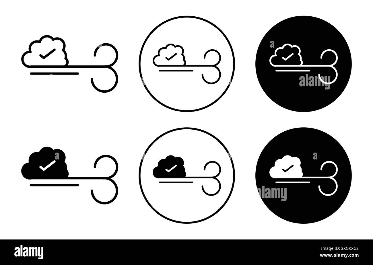 Contour vectoriel de signe de logo Clean Air en noir et blanc Illustration de Vecteur