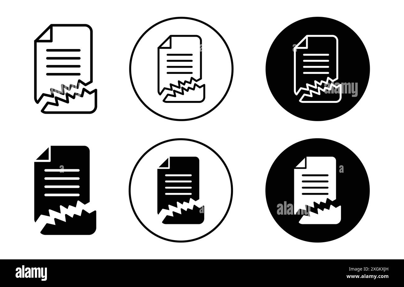 Icône de fichier corrompu logo signe vectoriel en noir et blanc Illustration de Vecteur