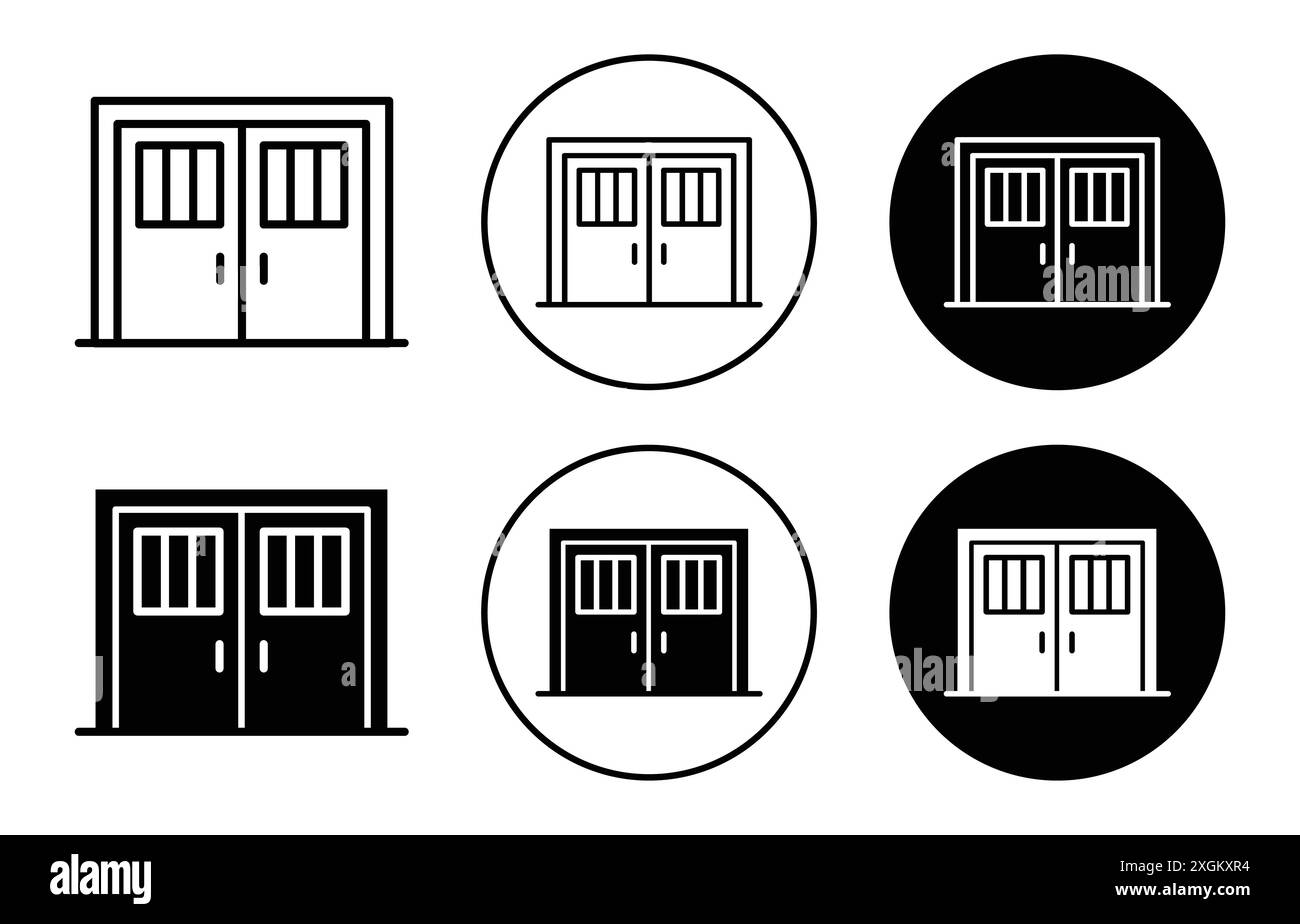 Contour de vecteur de signe de logo d'icône de porte d'entrée en couleur noire et blanche Illustration de Vecteur