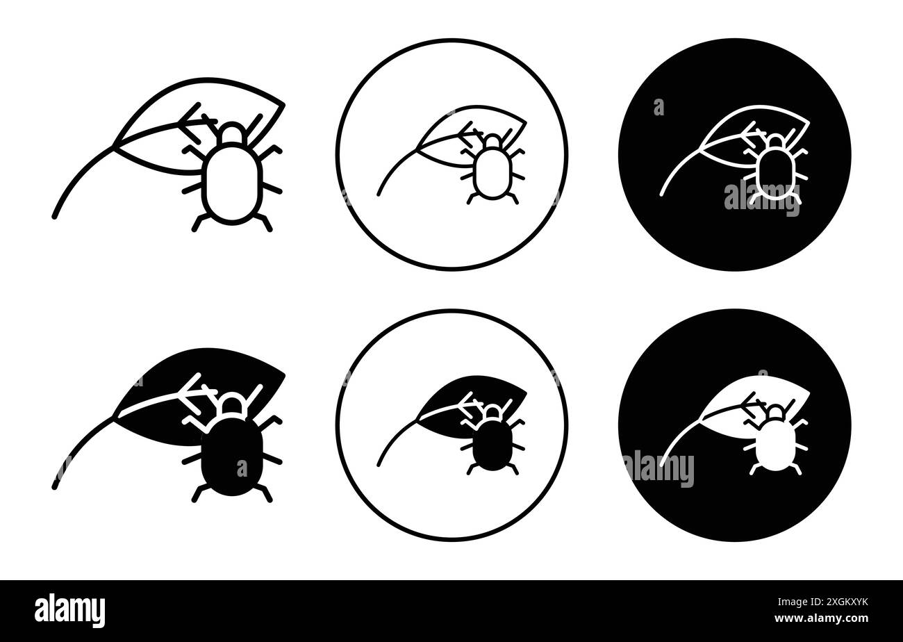 contour vectoriel de signe de logo d'icône de ravageur de plante en couleur noire et blanche Illustration de Vecteur