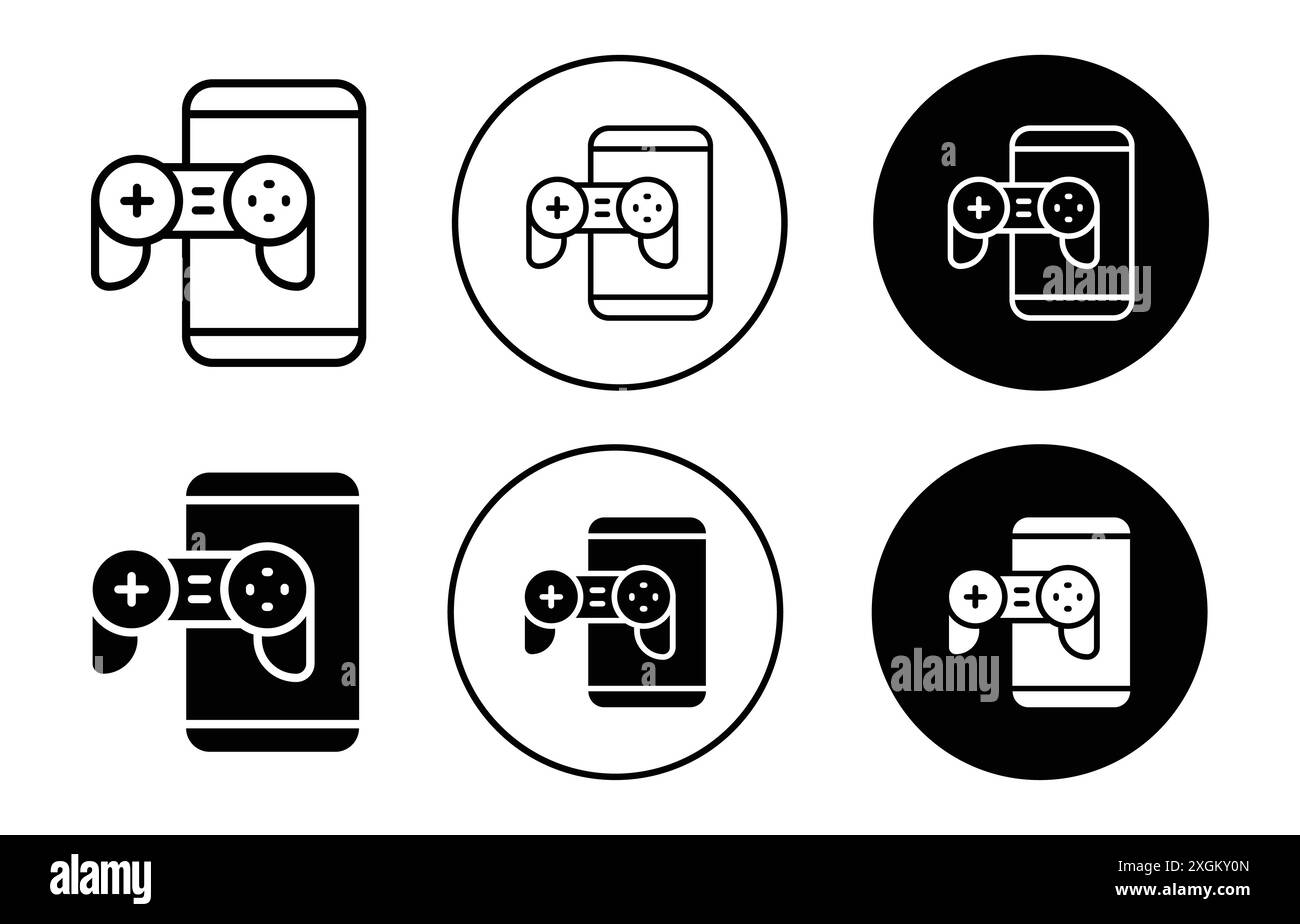 Contour de vecteur de signe de logo de jeu mobile en noir et blanc Illustration de Vecteur