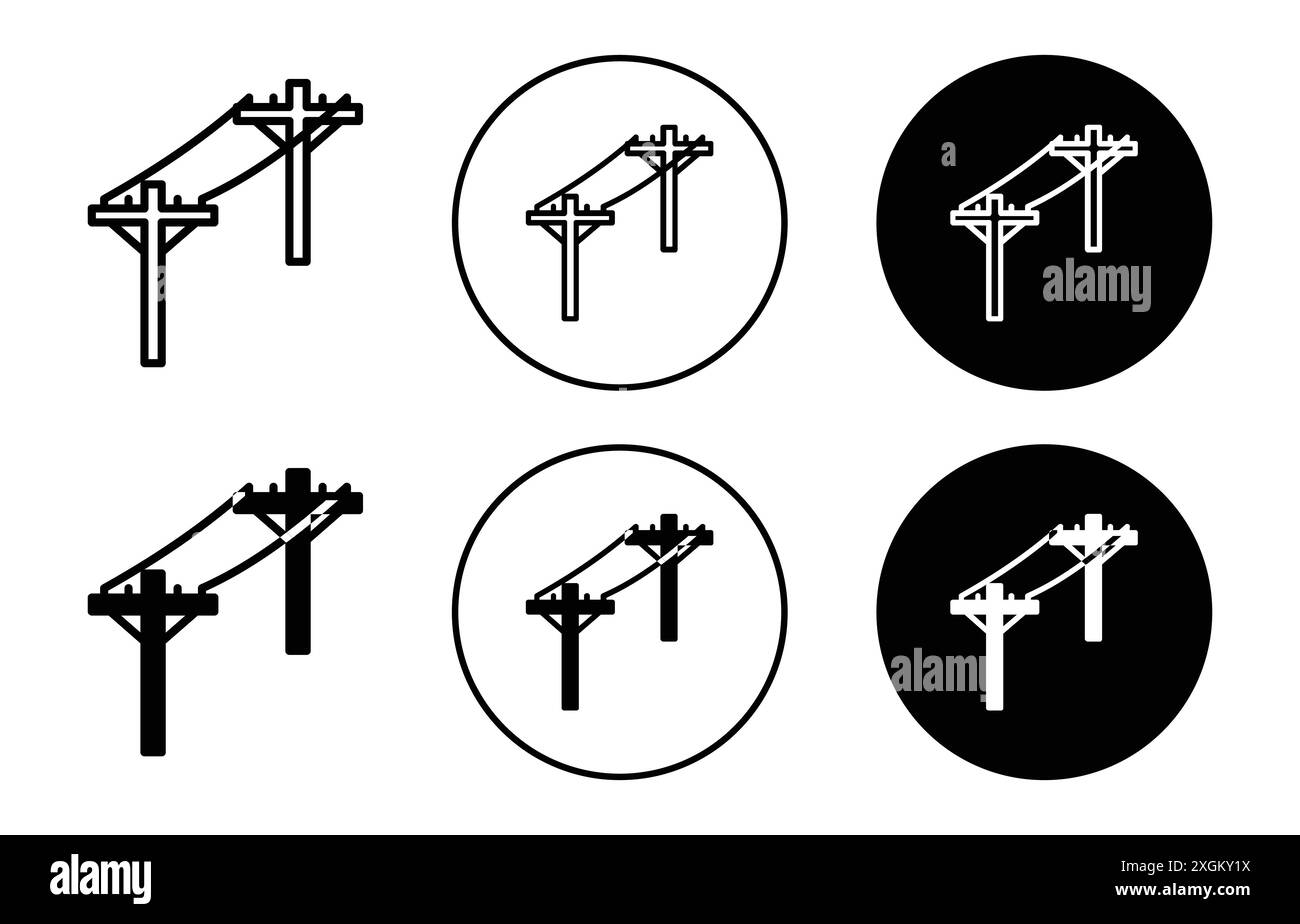 contour de vecteur de signe de logo de poteau de service en noir et blanc Illustration de Vecteur