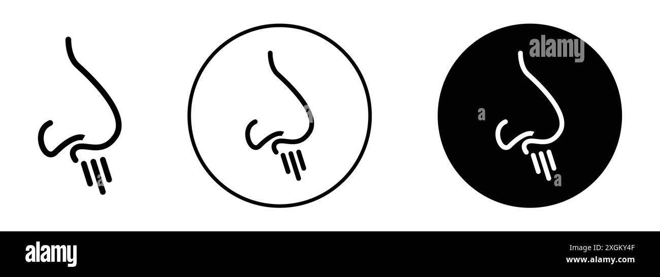 Contour vectoriel de signe de logo Runny Nose en couleur noire et blanche Illustration de Vecteur