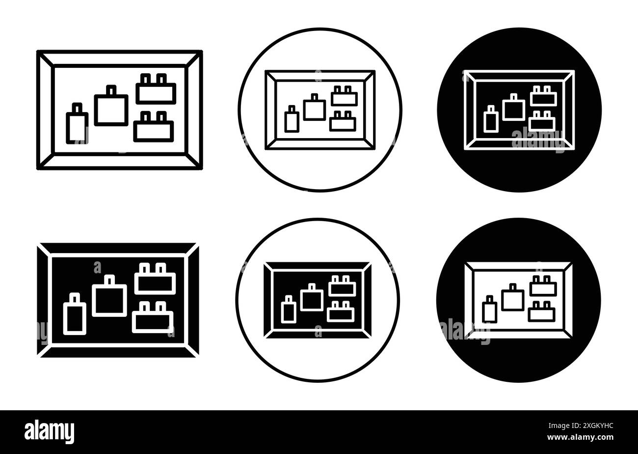 Tableau d'affichage avec contour de vecteur de signe de logo d'icône de notes en noir et blanc Illustration de Vecteur