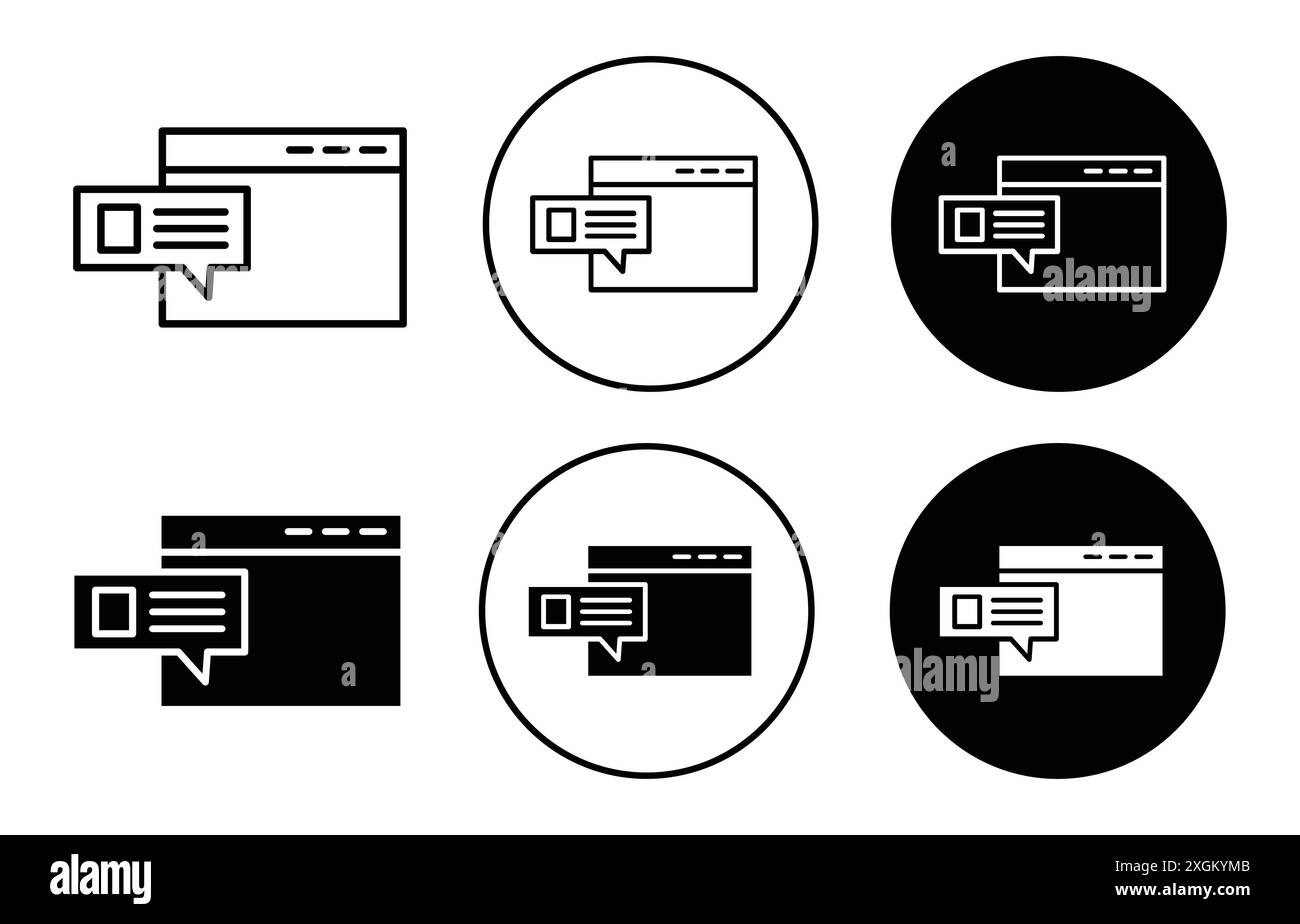 Icône pop up logo signe vectoriel contour en noir et blanc Illustration de Vecteur