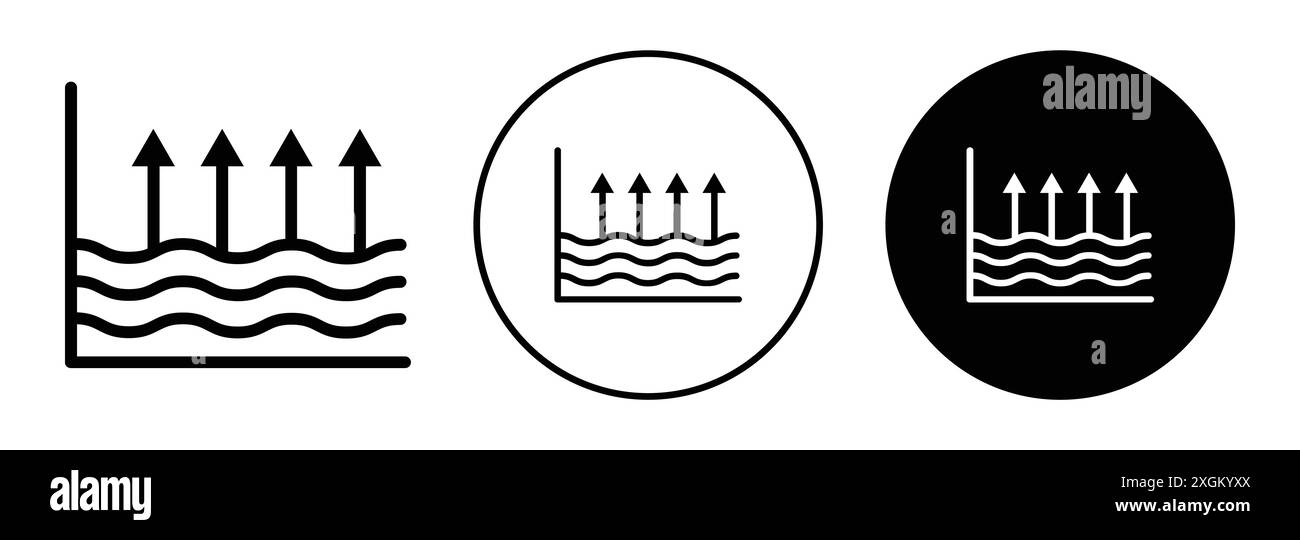 Contour de vecteur de signe de logo d'icône de chauffage par le sol en couleur noire et blanche Illustration de Vecteur