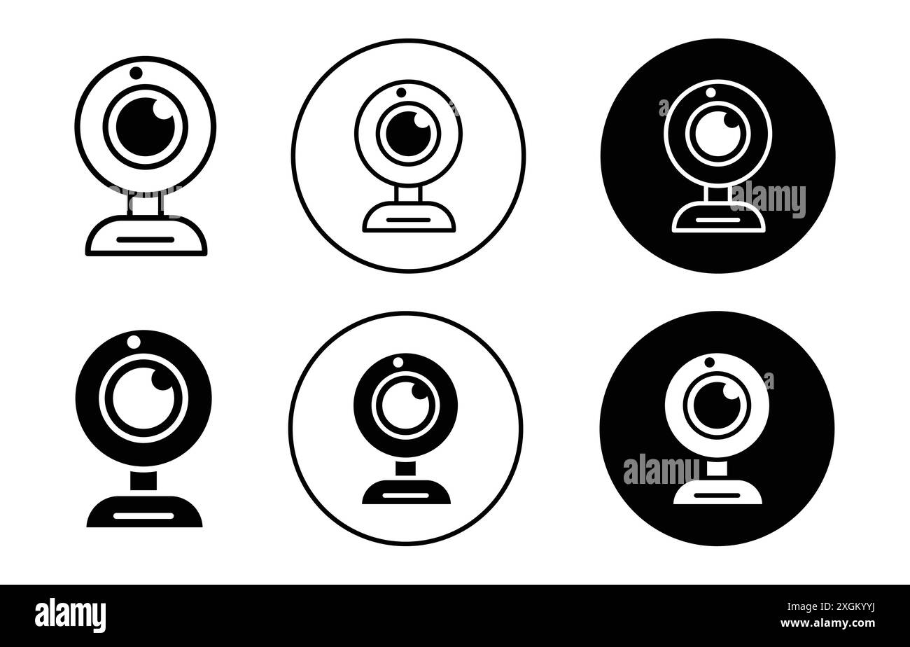 Contour vectoriel de signe de logo de caméra Web en noir et blanc Illustration de Vecteur