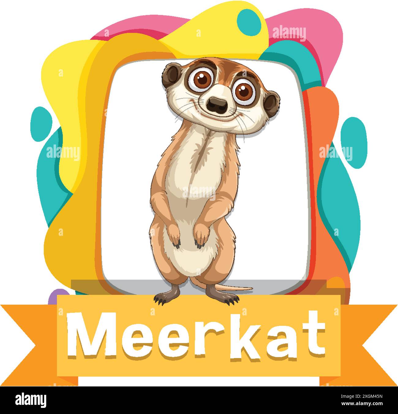 Jolie suricate debout avec fond coloré Illustration de Vecteur
