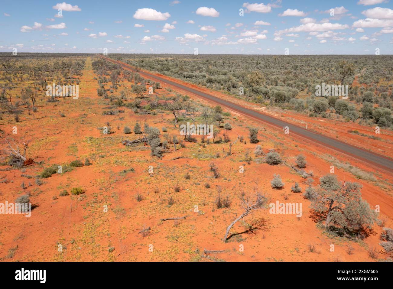 Vue aérienne de Yowah, une zone minière d'opale dans l'outback occidental du Queensland, Australie Banque D'Images