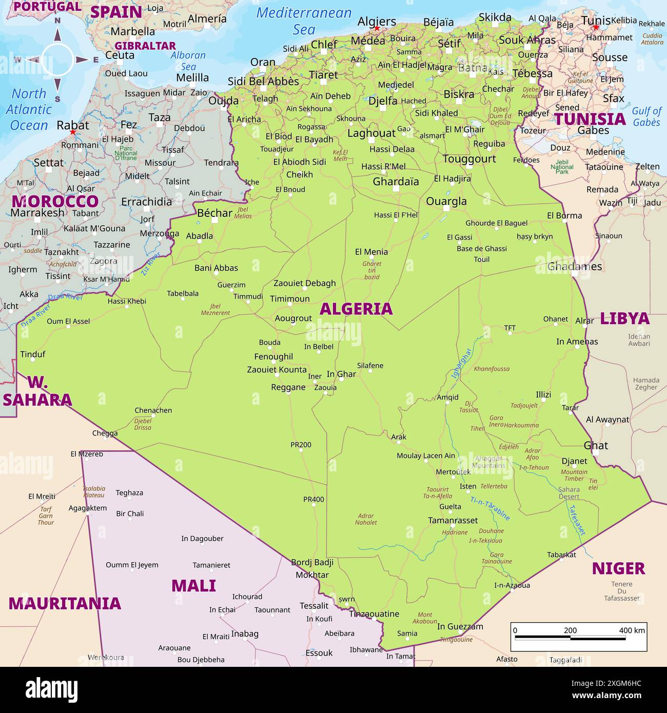 Carte géographique algérie constantine Banque de photographies et d