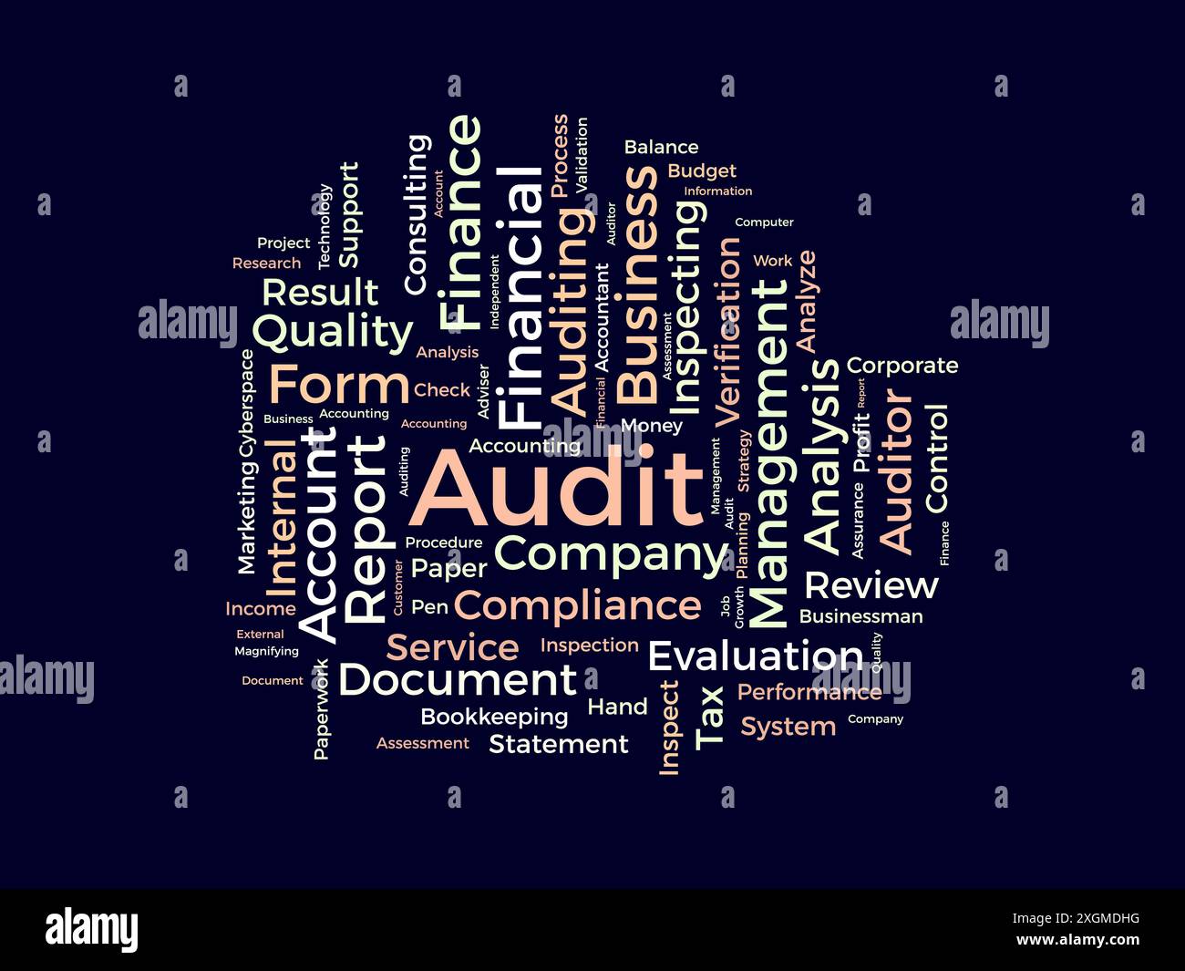 Modèle de nuage de mots d'audit. Fond de vecteur de concept d'entreprise. Illustration de Vecteur