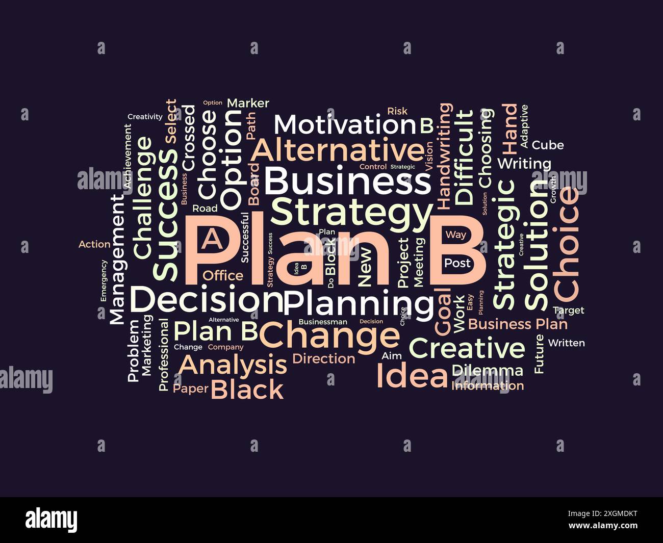 Modèle de nuage de mots Plan B. Fond de vecteur de concept d'entreprise. Illustration de Vecteur