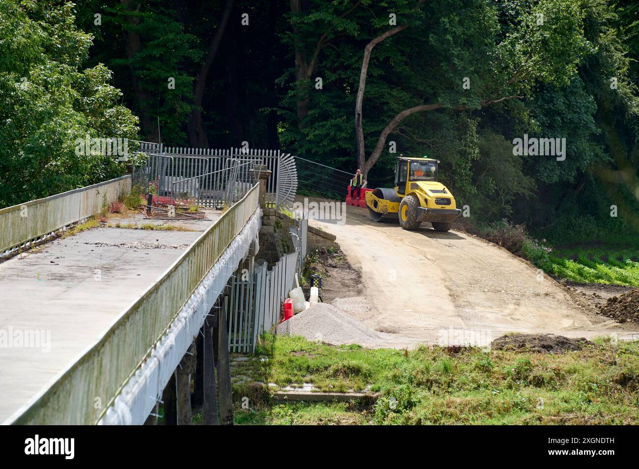 Préparation à la démolition de l'ancien pont de tramway au-dessus de la rivière Ribble à Preston, Royaume-Uni Banque D'Images