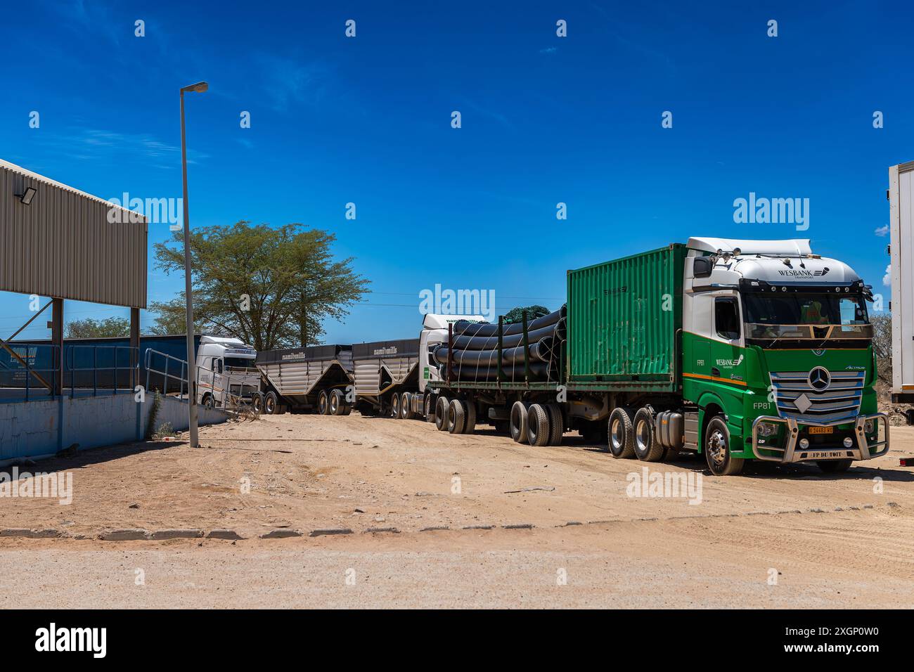 Poste de contrôle frontalier de Buitepos entre la Namibie et le Botswana Banque D'Images