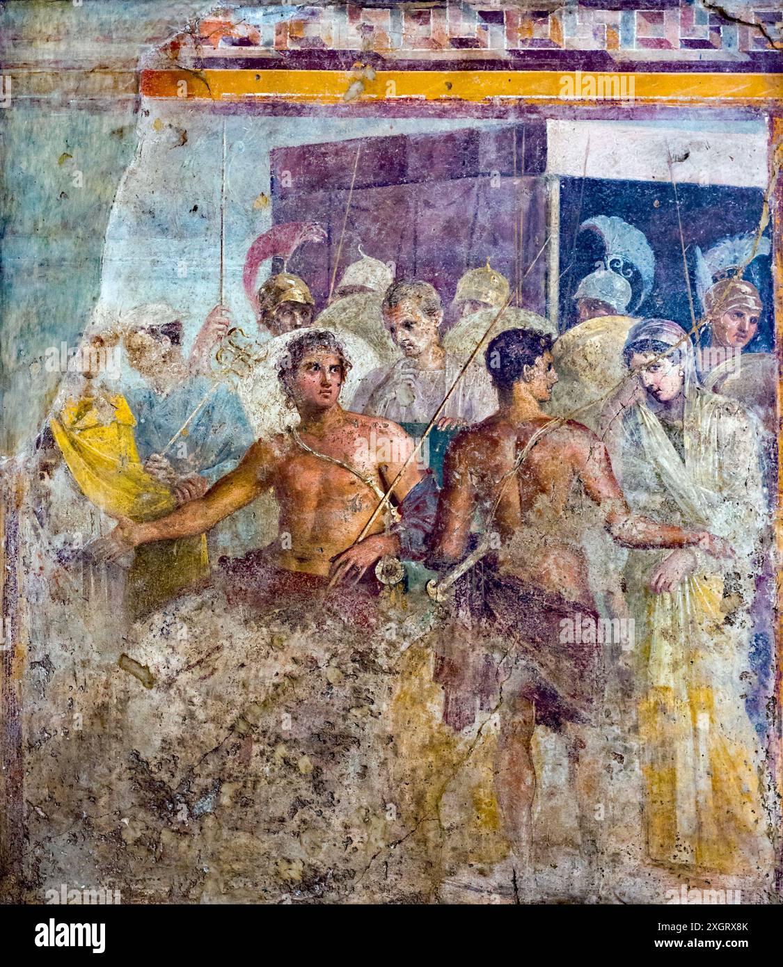 Achille cède Briseis à Agamemnon, de la Maison du poète tragique à Pompéi, fresque, Ier siècle après JC (Musée archéologique national de Naples) Banque D'Images