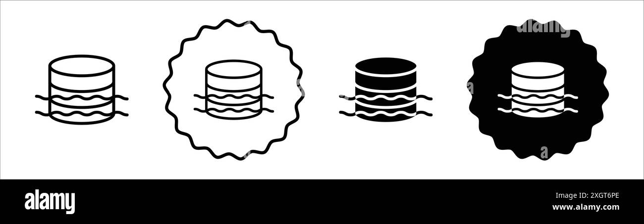 Contour de vecteur de signe de logo d'icône de lac de données en noir et blanc Illustration de Vecteur