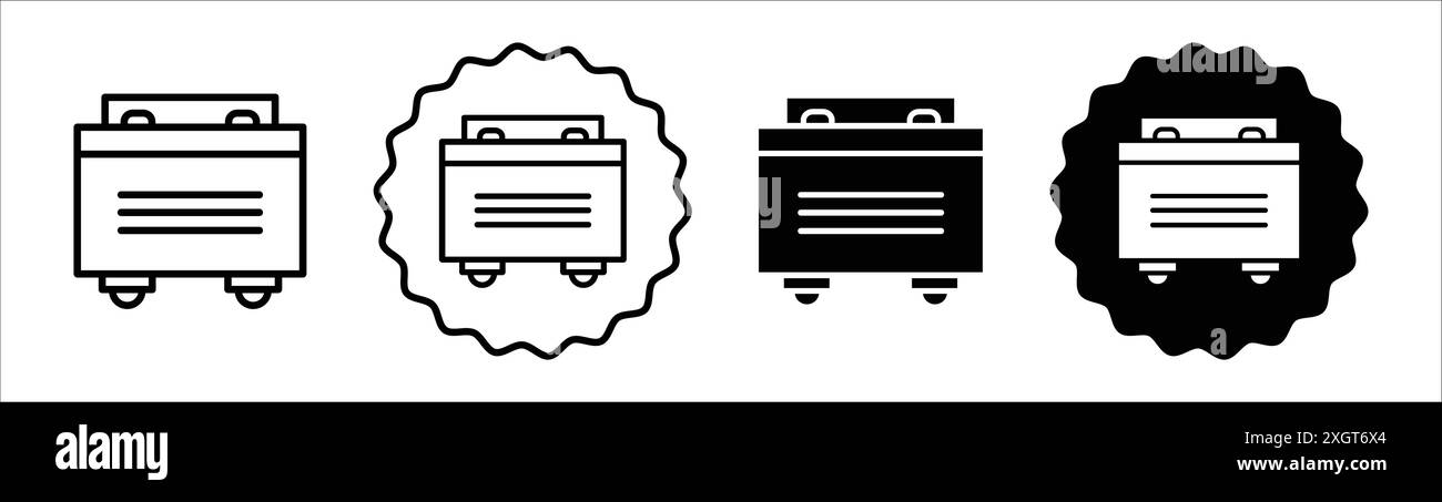 Contour de vecteur de signe de logo d'icône de benne à ordures en noir et blanc Illustration de Vecteur