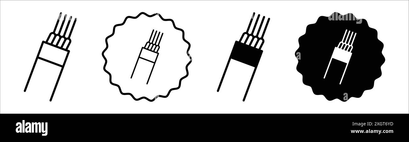 Contour de vecteur de signe de logo d'icône de câble électrique en couleur noire et blanche Illustration de Vecteur