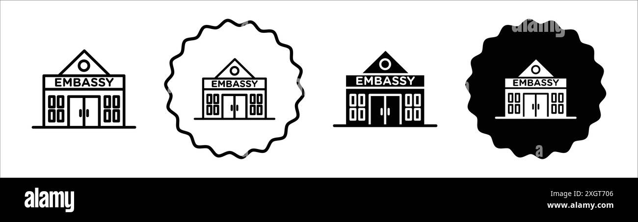 Contour de vecteur de signe de logo d'ambassade en couleur noire et blanche Illustration de Vecteur